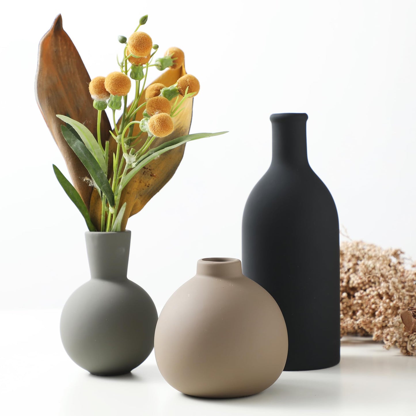 Luxe Neutral Ceramic Vase Set (3 Pieces)