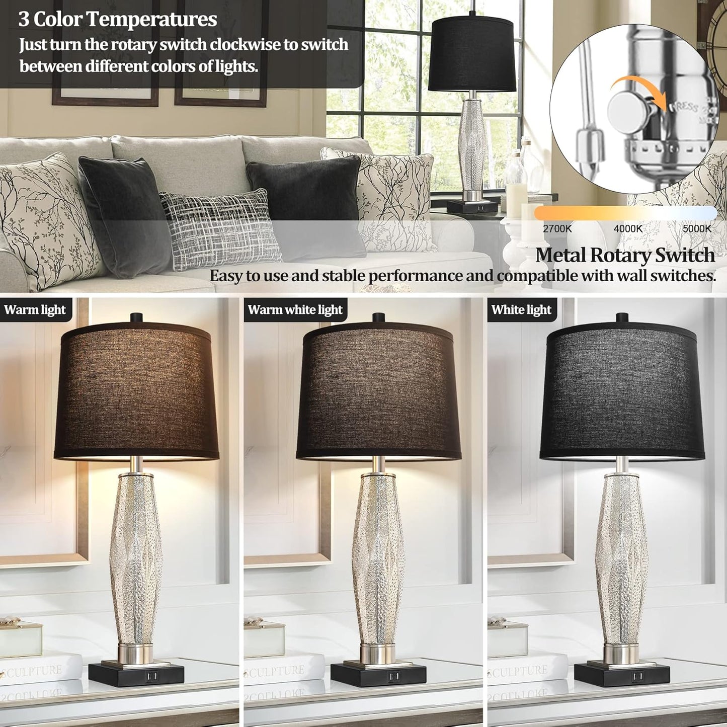 Noir Luxe Table Lamp Set