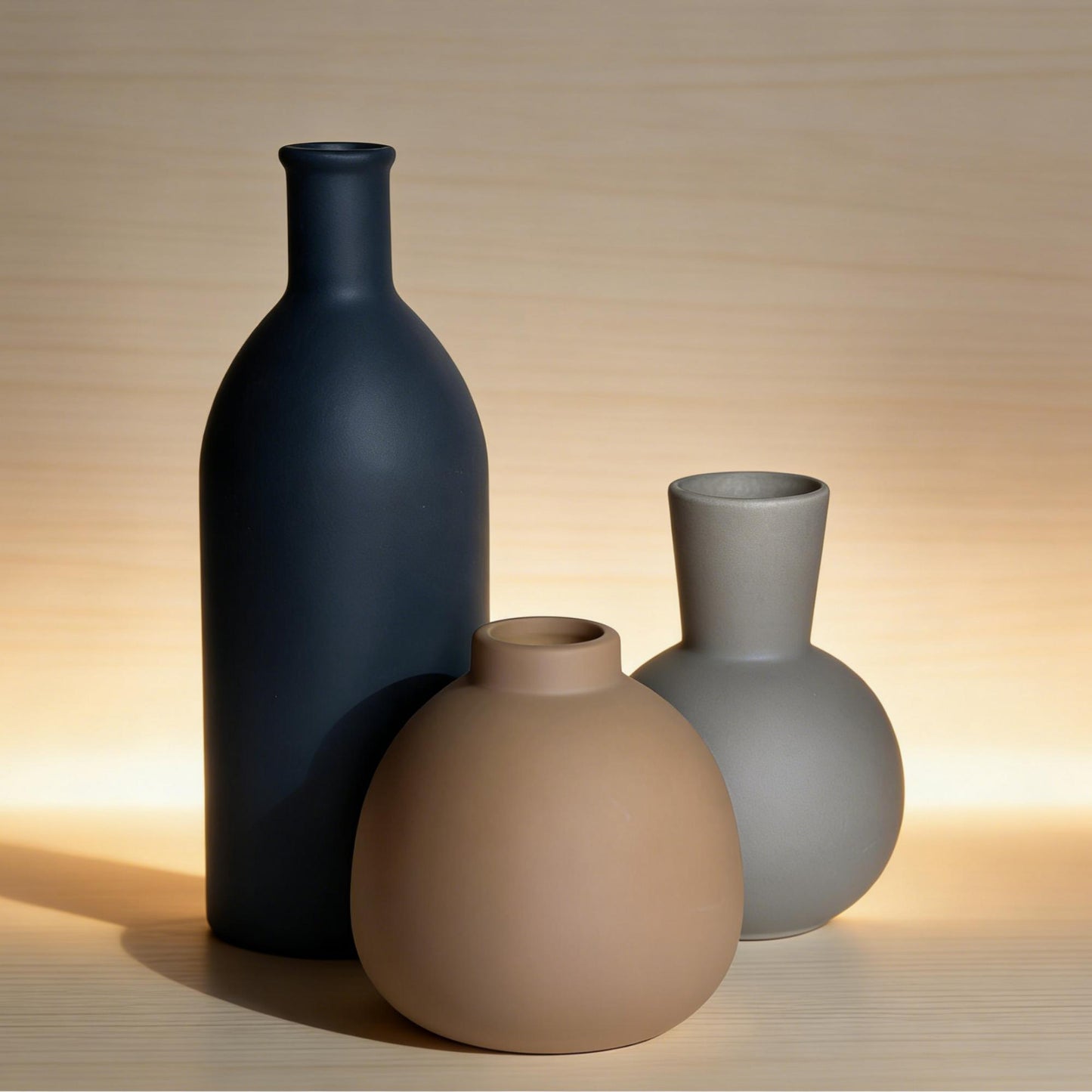 Luxe Neutral Ceramic Vase Set (3 Pieces)