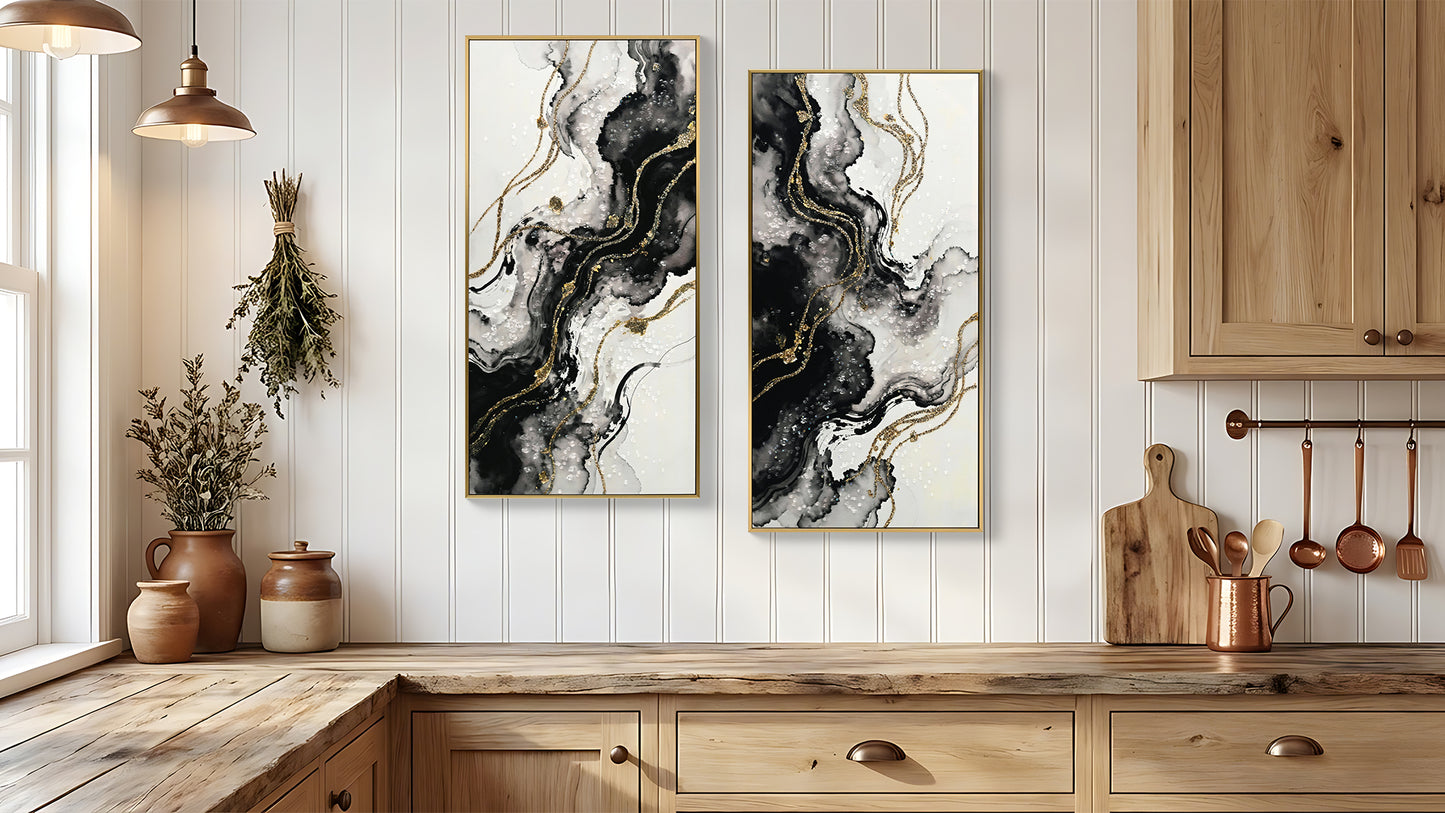 Elevated Marble Wall Set — 2 Piece Canvas Art