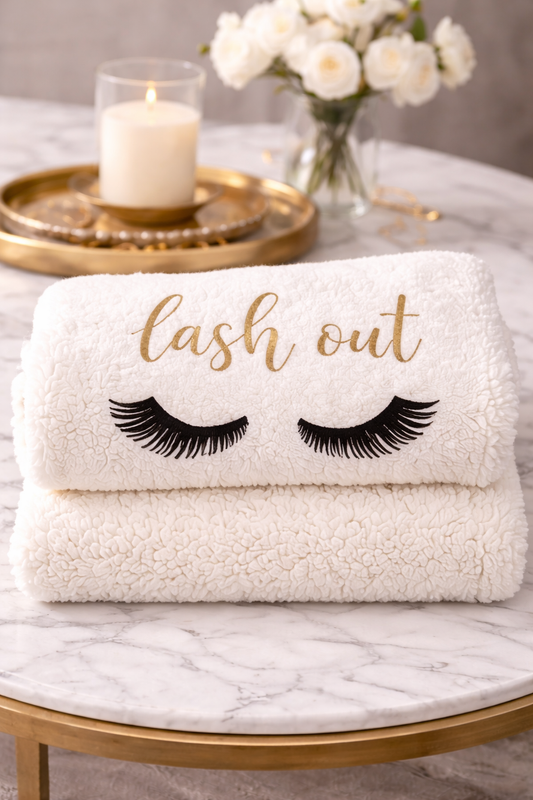 Luxuary White and Gold Sherpa Throw Blanket—60x80 Plush Cozy Lash Design