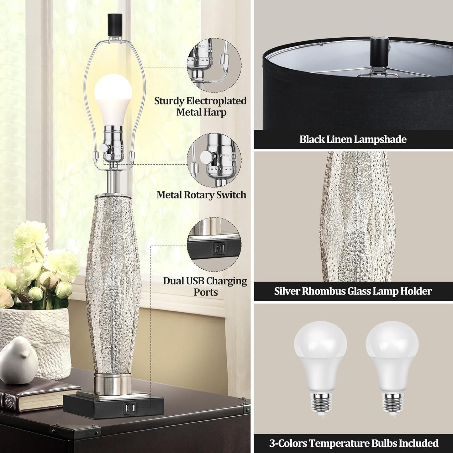 Noir Luxe Table Lamp Set