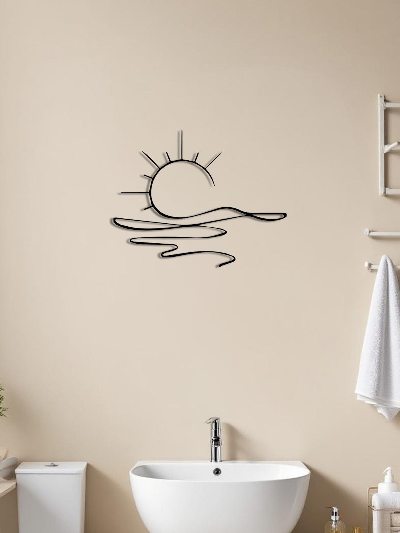 Modern Abstract Sun Metal Wall Art – Minimalist Home Accent