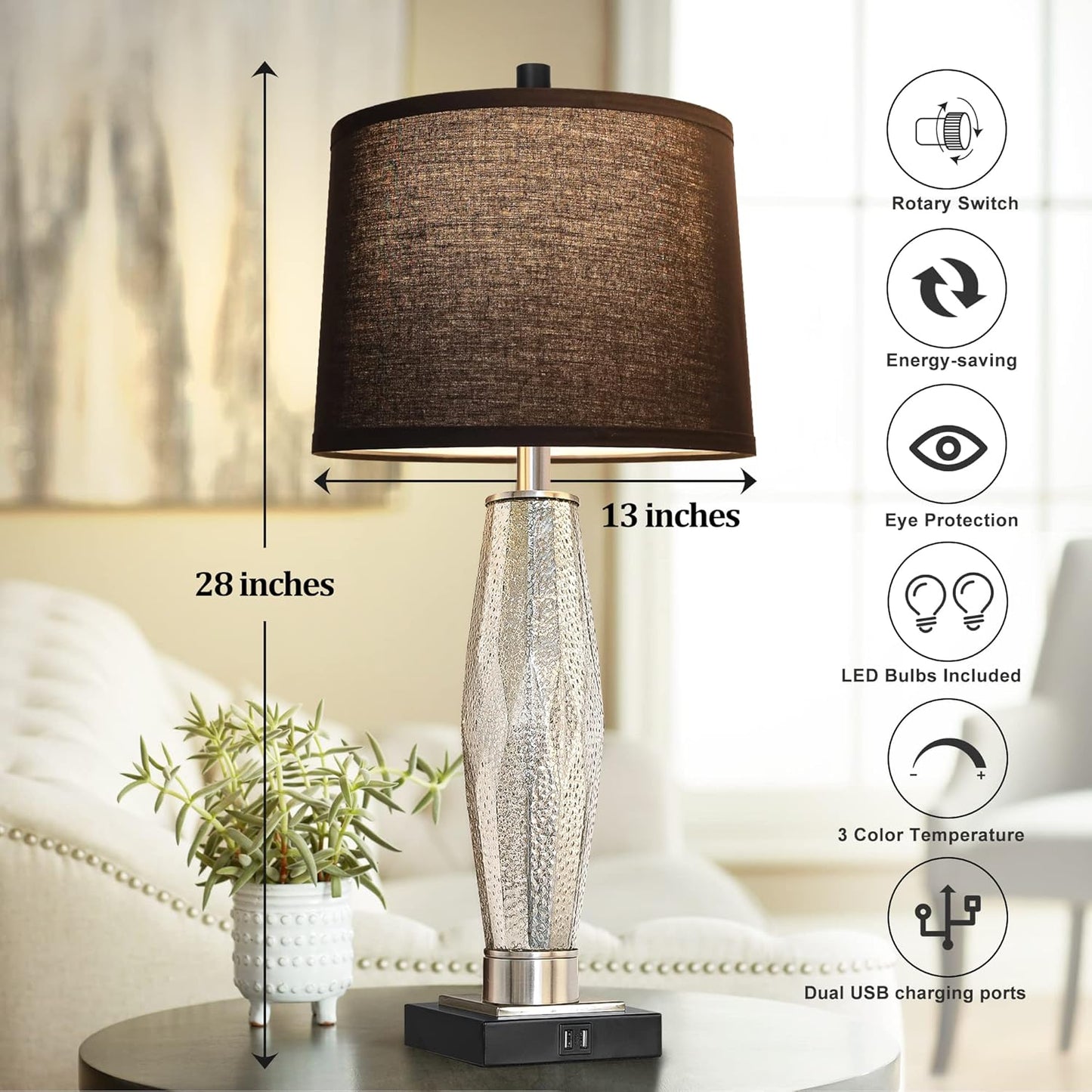 Noir Luxe Table Lamp Set