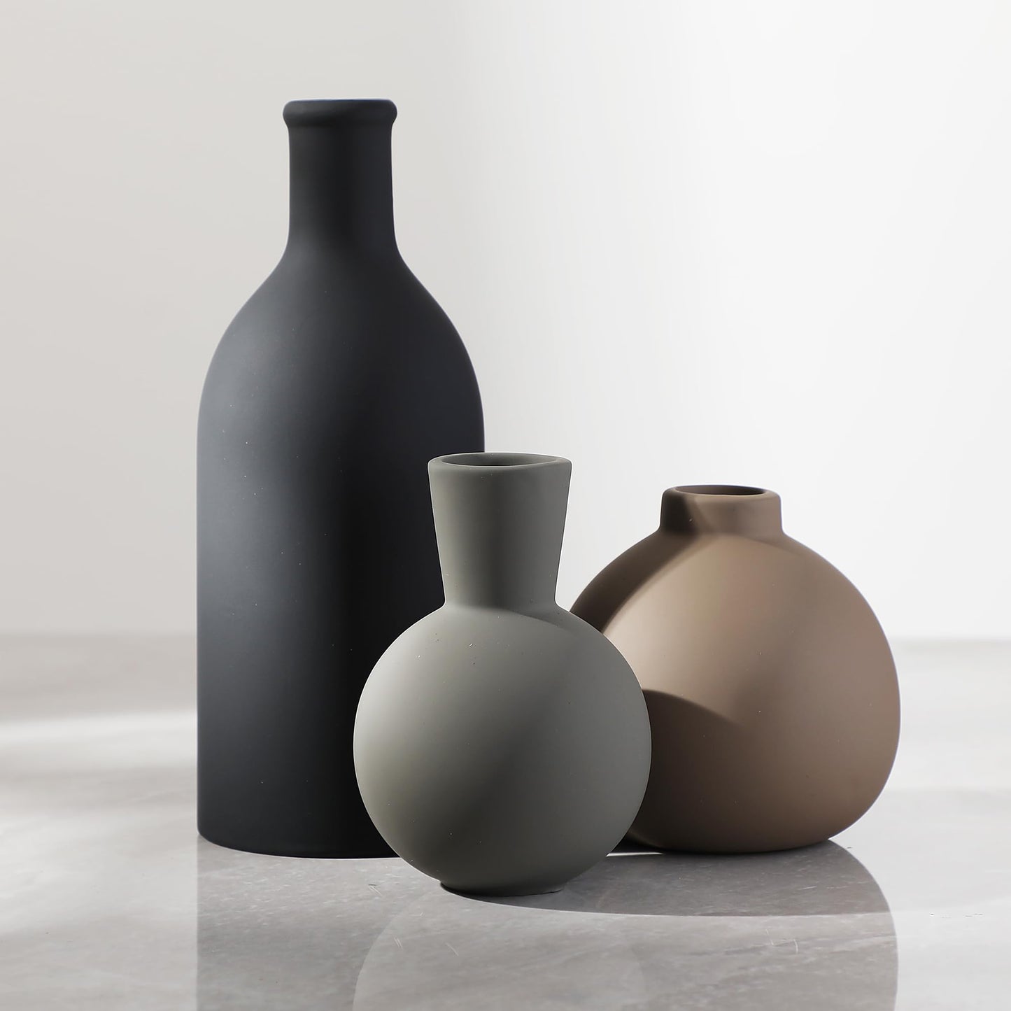 Luxe Neutral Ceramic Vase Set (3 Pieces)