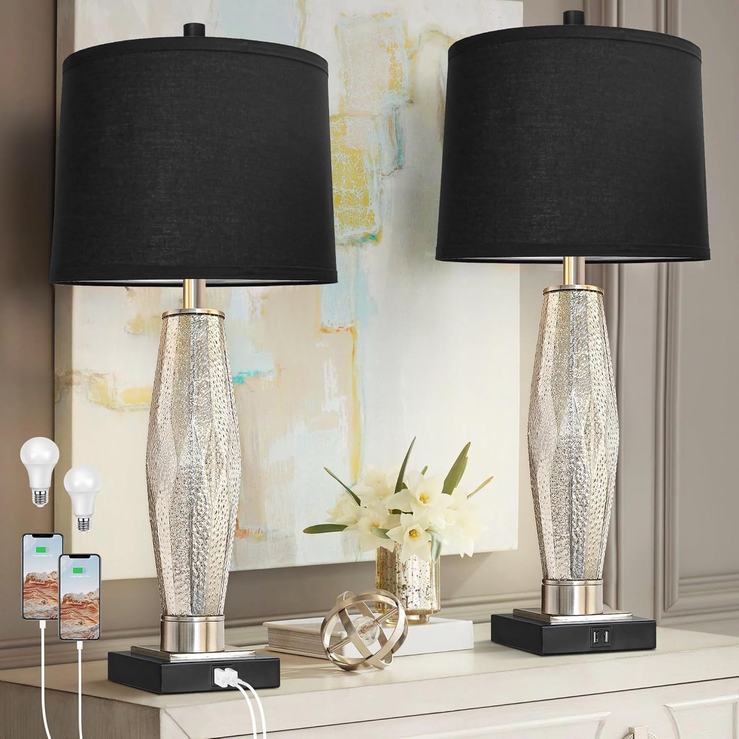 Noir Luxe Table Lamp Set